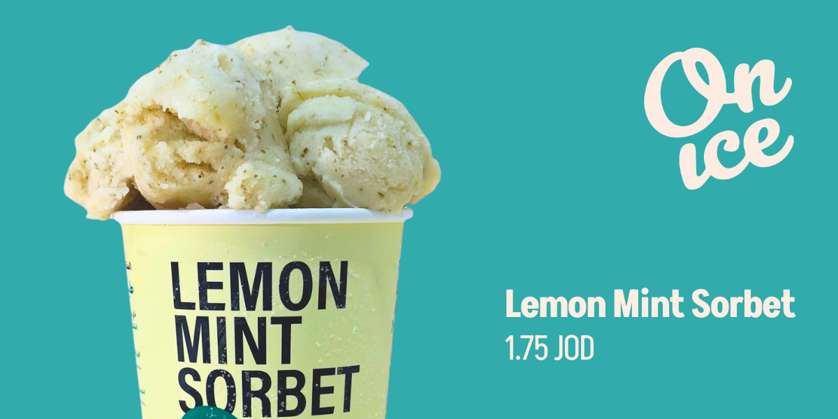 lemon mint sorbet on ice