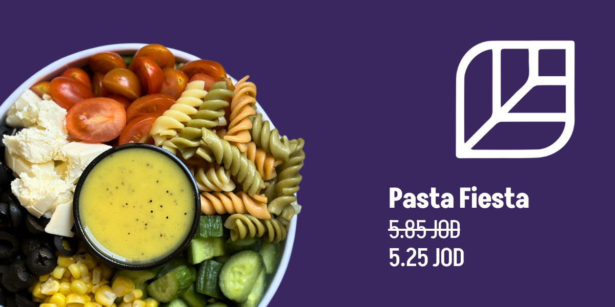 Pasta Fiesta Salad from The Fit Bar with a discount on price from biteME's dice game.